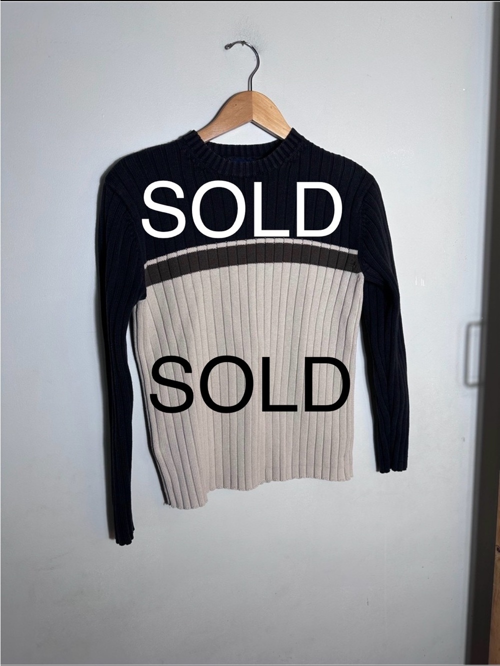 SOLD  Striped Ribbed Cotton Sweatshirt